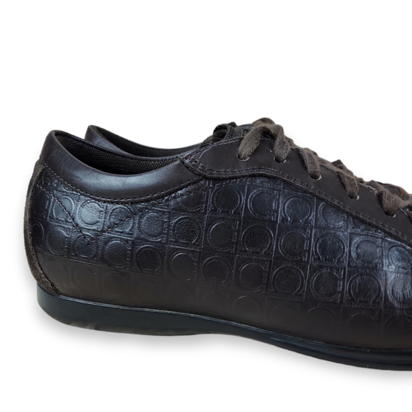 Salvatore Ferragamo Embossed Leather Sneakers - Picture 8 of 10
